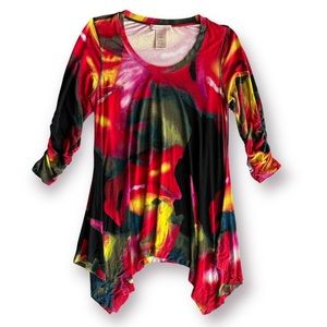 Philosophy Colorful Watercolor Abstract Artsy Quarter Sleeve Shirt Womens Large